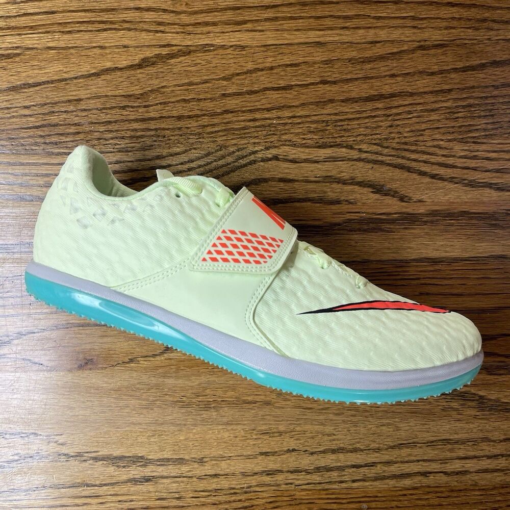 Nike High Jump Elite Spikes Barely Volt Green Bright Orange Track Size 8 NEW
